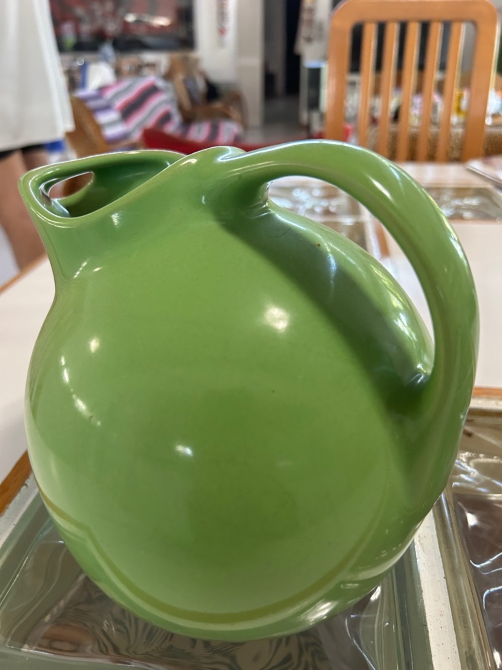 Hall art, deco, vintage Green Ceramic Pitcher - Home Art - Picture 2 of 5